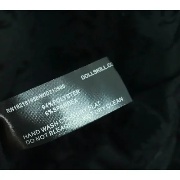 Dolls Kill Widow Cut Class Mesh Mini Dress XL Floral Goth Black Puff Sleeve - Picture 8 of 9